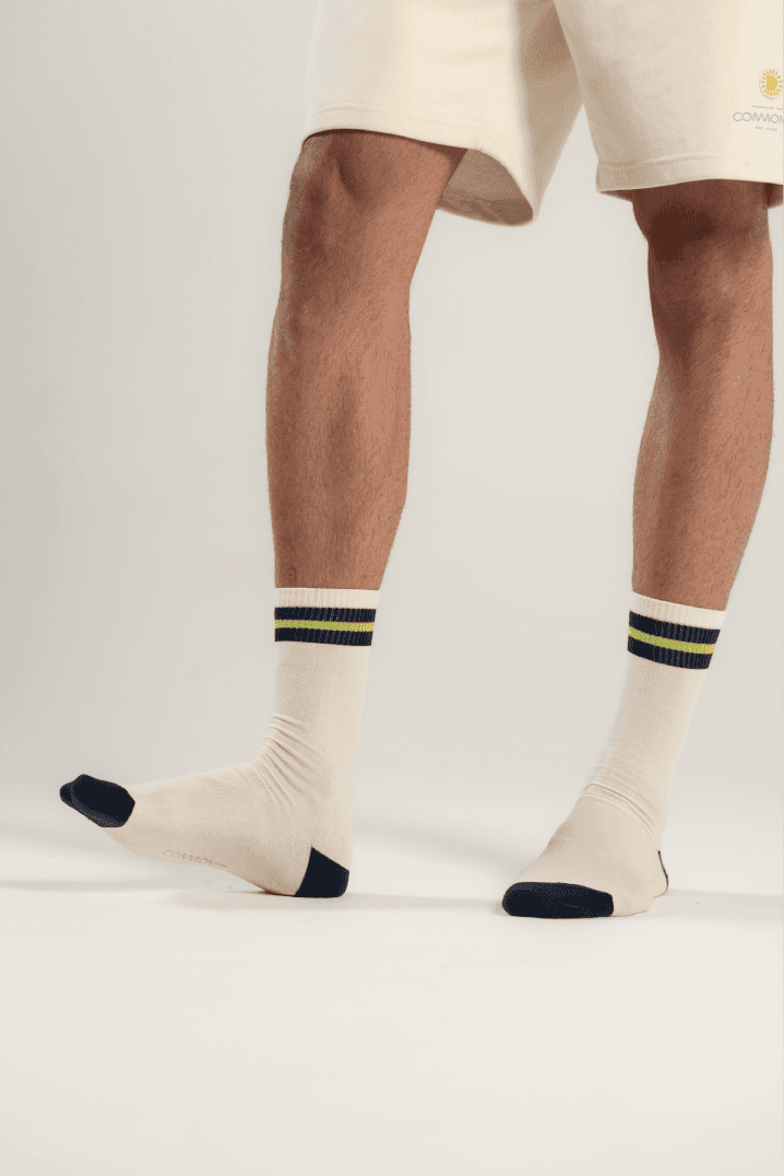 Beige + Navy Socks