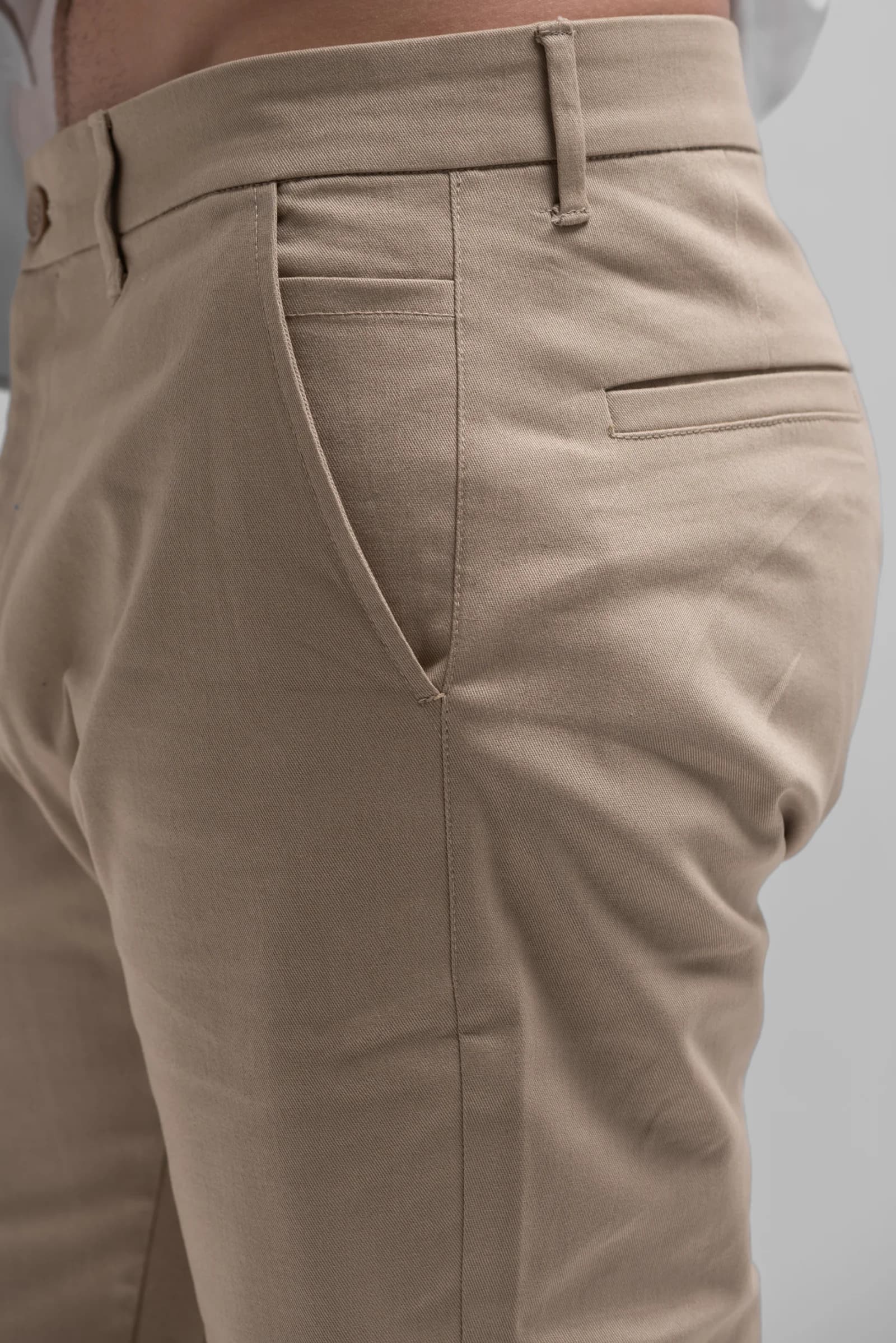 Close crop of the Beige Chino cotton twill