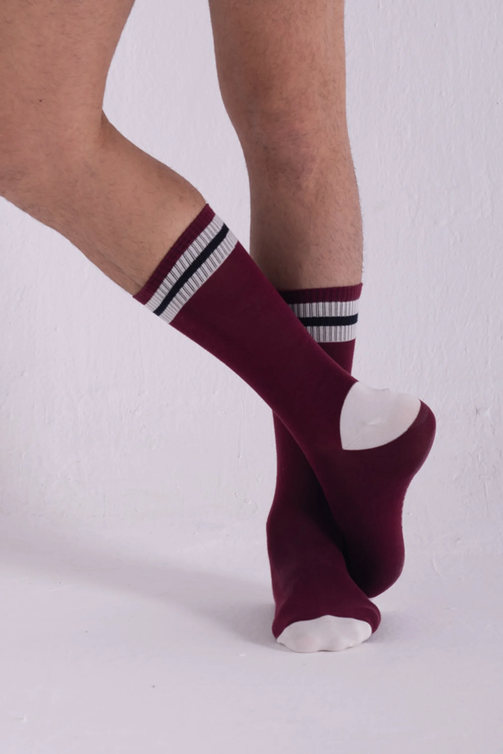 Burgundy + White Socks