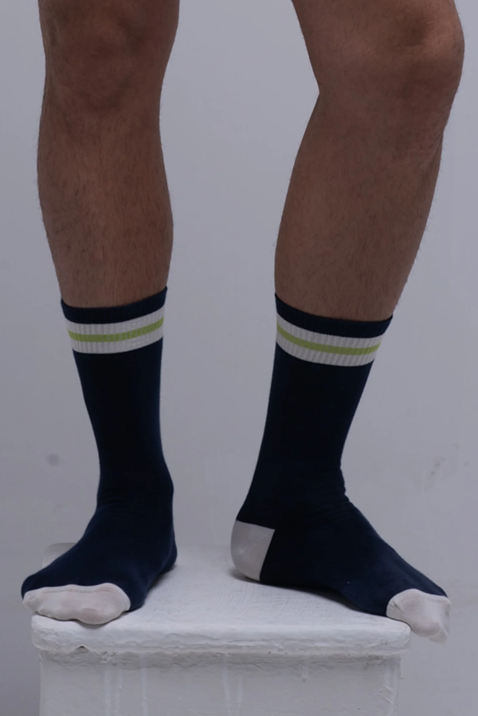Navy + Green Socks