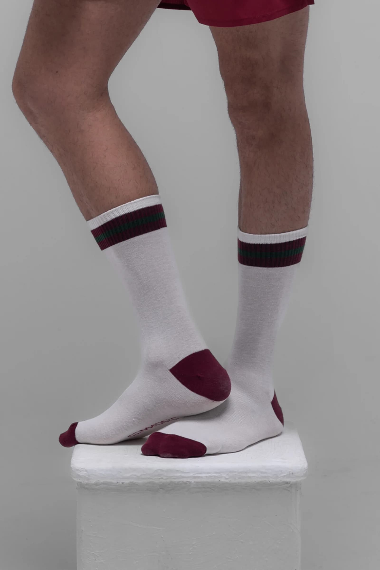 Beige + Burgundy Socks
